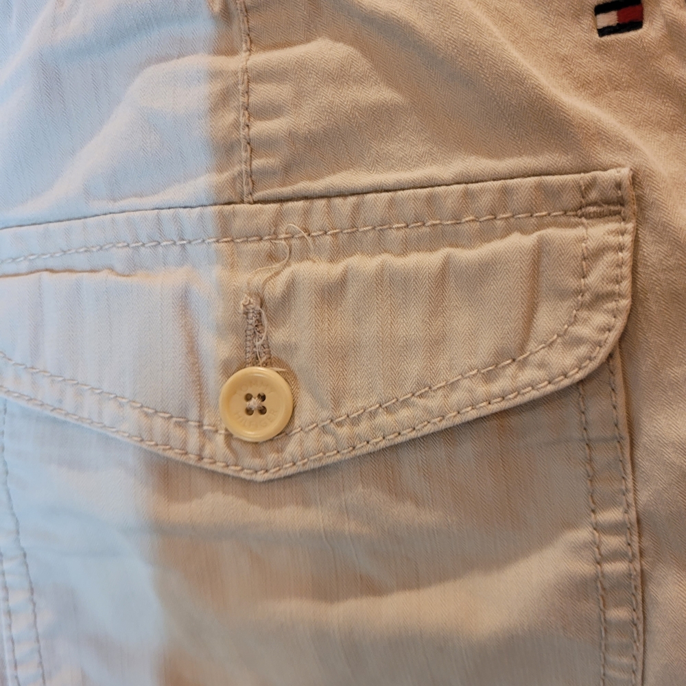 Tommy Hilfiger Light Tan Cargo Shorts Drawstring And Button Fly Sz 10 - Picture 6 of 15